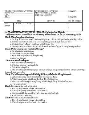 Kỳ thi học kỳ 1 - Năm học Môn thi  Vật lý - Khối 8 thời gian 60 phút